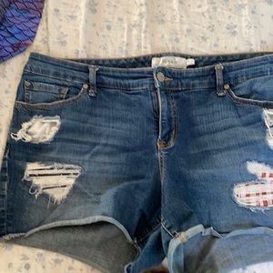 Torrid red, white and blue cutout shorts